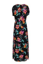 Current Boutique-Joie - Black & Multicolor Tropical Floral Print Silk Maxi Dress Sz XS