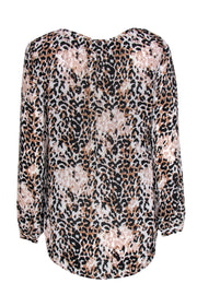 Current Boutique-Joie - Black, Pink & White Leopard Printed Silk Blouse Sz M