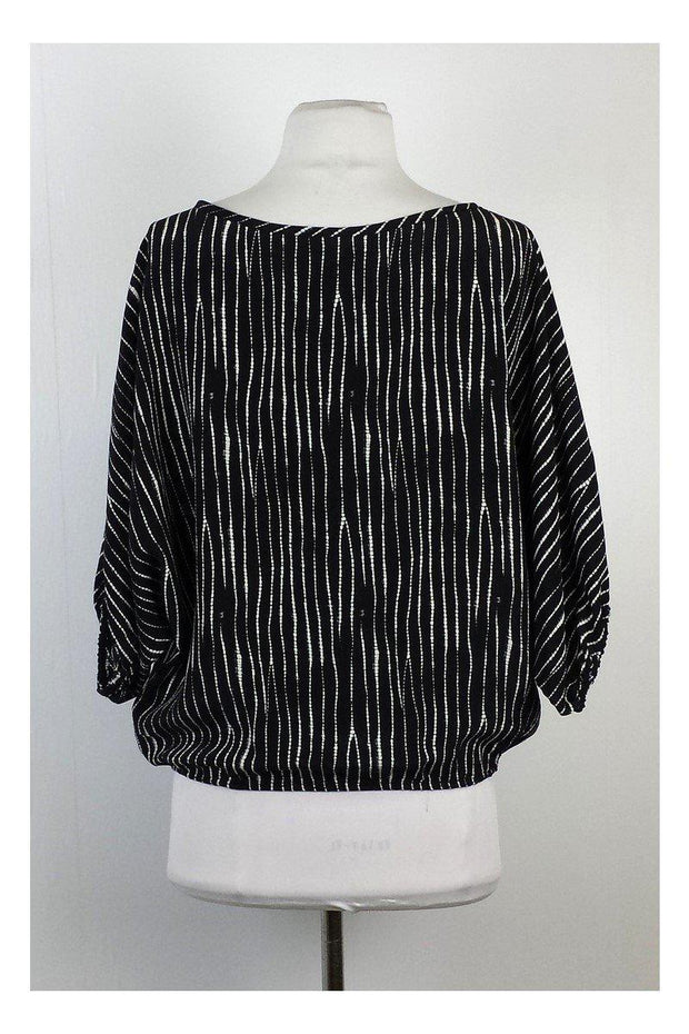 Current Boutique-Joie - Black & White Dotted Stripe Silk Top Sz XXS