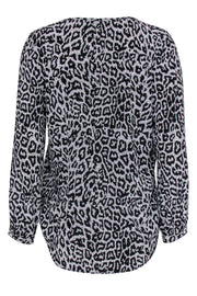 Current Boutique-Joie - Black & White Leopard Print Silk Peasant Blouse Sz S