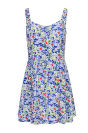 Current Boutique-Joie - Blue Floral Sleeveless Mini Dress Sz L