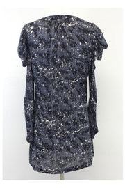 Current Boutique-Joie - Blue & Grey Print Puff Shoulder Dress Sz S