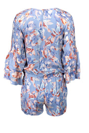 Current Boutique-Joie - Blue & Pink Floral Romper w/ Micropleats Sz XS