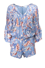 Current Boutique-Joie - Blue & Pink Floral Romper w/ Micropleats Sz XS