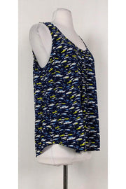 Current Boutique-Joie - Blue Silk Fish Print Tank Top Sz M