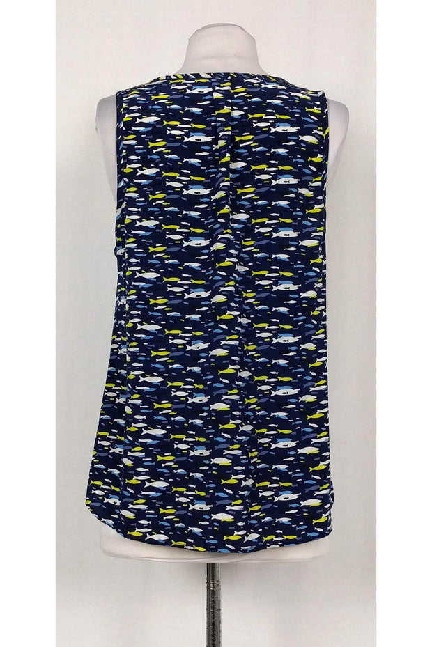 Current Boutique-Joie - Blue Silk Fish Print Tank Top Sz M