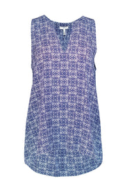 Current Boutique-Joie - Blue & White Diamond Print Tank Top Sz M