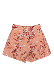 Current Boutique-Joie - Blush Tropical Floral Print High Waisted Linen Shorts Sz 6