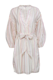 Current Boutique-Joie - Cream w/ Multicolored Metallic Striped Dress Sz M