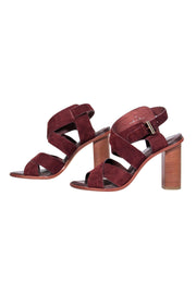 Current Boutique-Joie - Dark Brown Suede Strappy Block Heels Sz 7