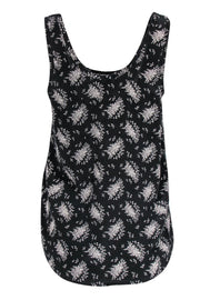 Current Boutique-Joie - Dark Grey & White Floral Print Silk Tank Sz S