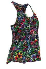 Current Boutique-Joie - Dark Silk Peony Printed Racerback Tank Sz XS