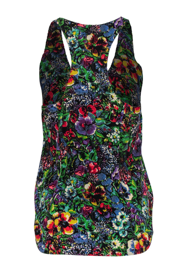 Current Boutique-Joie - Dark Silk Peony Printed Racerback Tank Sz XS