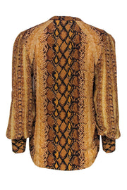 Current Boutique-Joie - Golden Snakeskin Printed Satin Button-Up Blouse Sz S