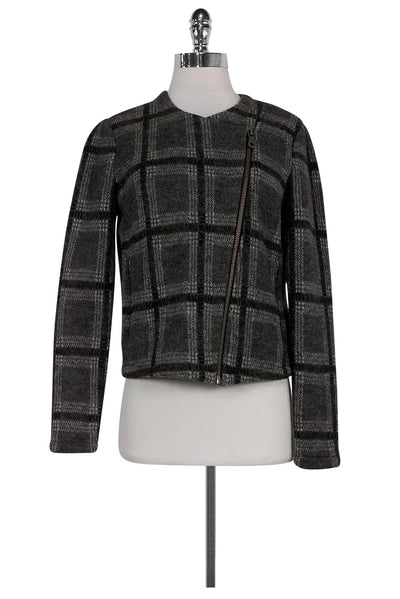 Current Boutique-Joie - Grey Plaid Wool Blend Jacket Sz S