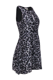 Current Boutique-Joie - Grey, White & Black Leopard Print Sleeveless Silk Fit & Flare Dress Sz S