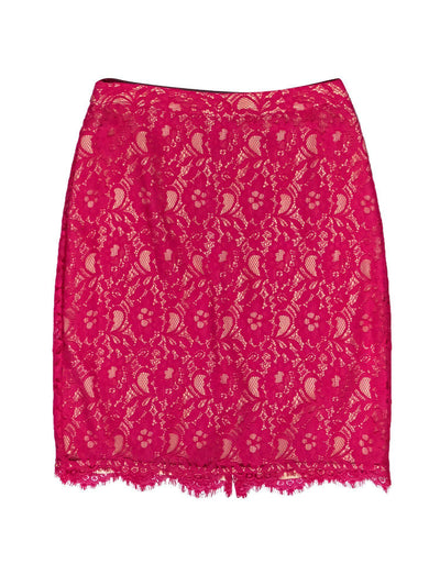 Current Boutique-Joie - Hot Pink Floral Lace Pencil Skirt Sz M