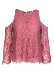 Current Boutique-Joie - Mauve Cold Shoulder Lace Top Sz XS