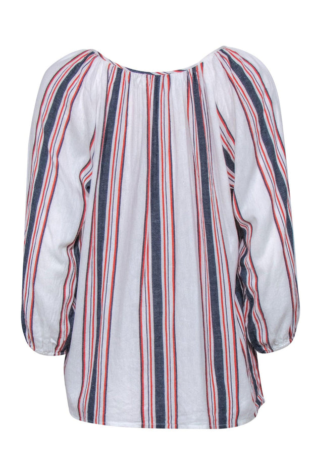 Current Boutique-Joie - Multicolor Stripe Tie Front Peek-a-Boo Tunic Sz S