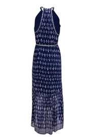 Current Boutique-Joie - Navy Patterned Maxi Dress w/ Tie Belt Sz M