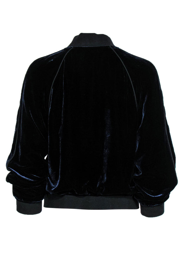 Current Boutique-Joie - Navy Velvet Zip-Up Bomber Jacket Sz L