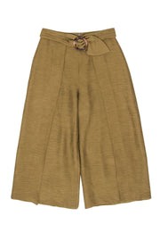 Current Boutique-Joie - Olive Cropped Wide Leg Draped "Mairead" Pants w/ Belt Sz 4