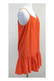 Current Boutique-Joie - Orange Silk Ruffle Spaghetti Strap Dress Sz S