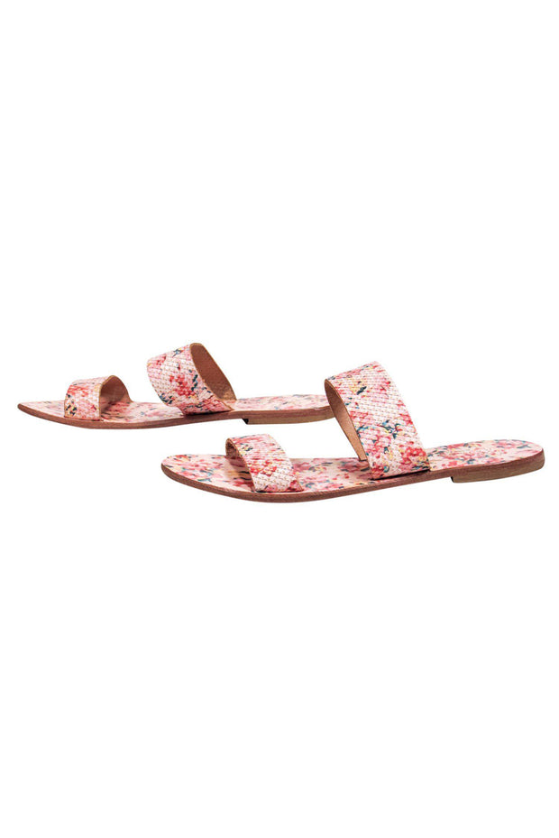 Current Boutique-Joie - Pink Floral Print Double Strap Sandals Sz 7