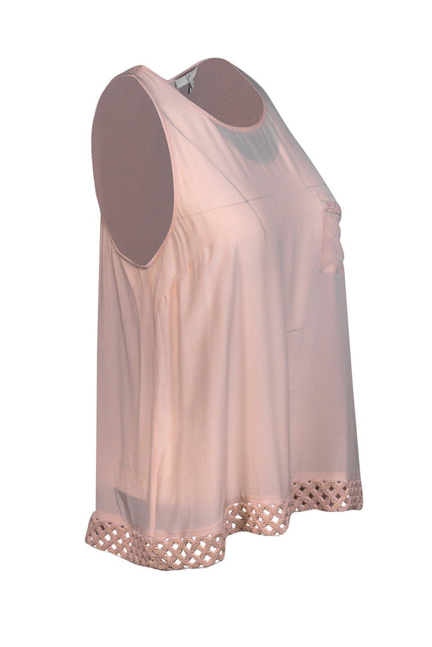 Current Boutique-Joie - Pink Tank w/ Beading Sz M