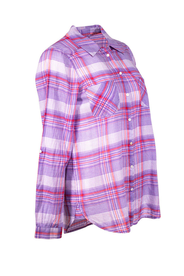 Current Boutique-Joie - Purple & Red Plaid Cotton Top Sz S