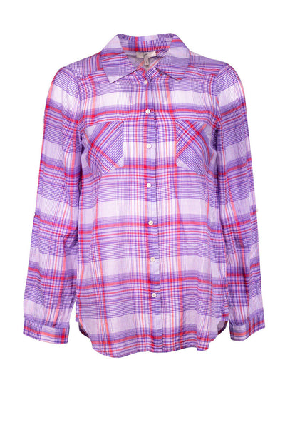 Current Boutique-Joie - Purple & Red Plaid Cotton Top Sz S