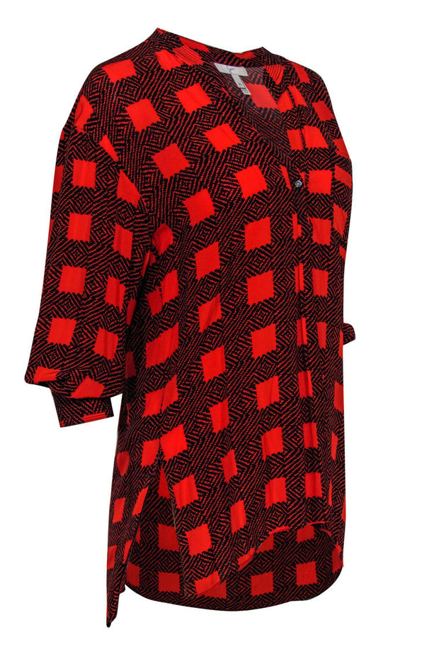 Current Boutique-Joie - Red & Black Plaid Blouse w/ Partial Button Down Sz XS