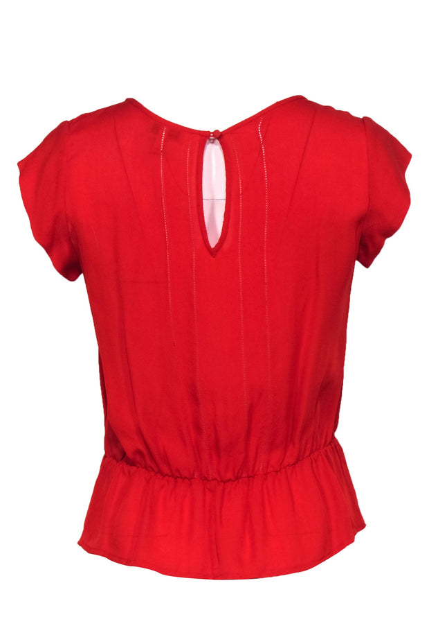 Current Boutique-Joie - Red Short Sleeve Silk Peasant Blouse Sz XS