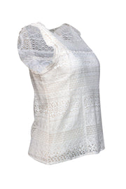 Current Boutique-Joie - White Lace Sleeveless Blouse Sz XS