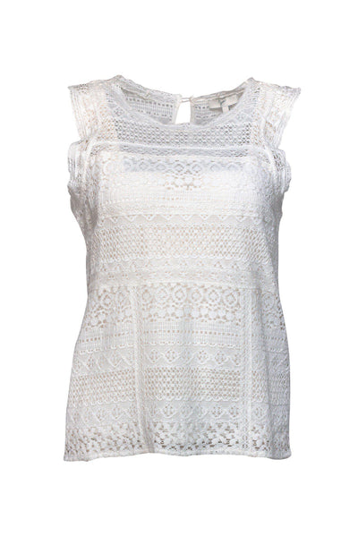 Current Boutique-Joie - White Lace Sleeveless Blouse Sz XS