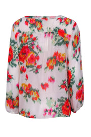 Current Boutique-Joie - White & Multicolor Abstract Floral Print Silk "Axcel" Blouse Sz L