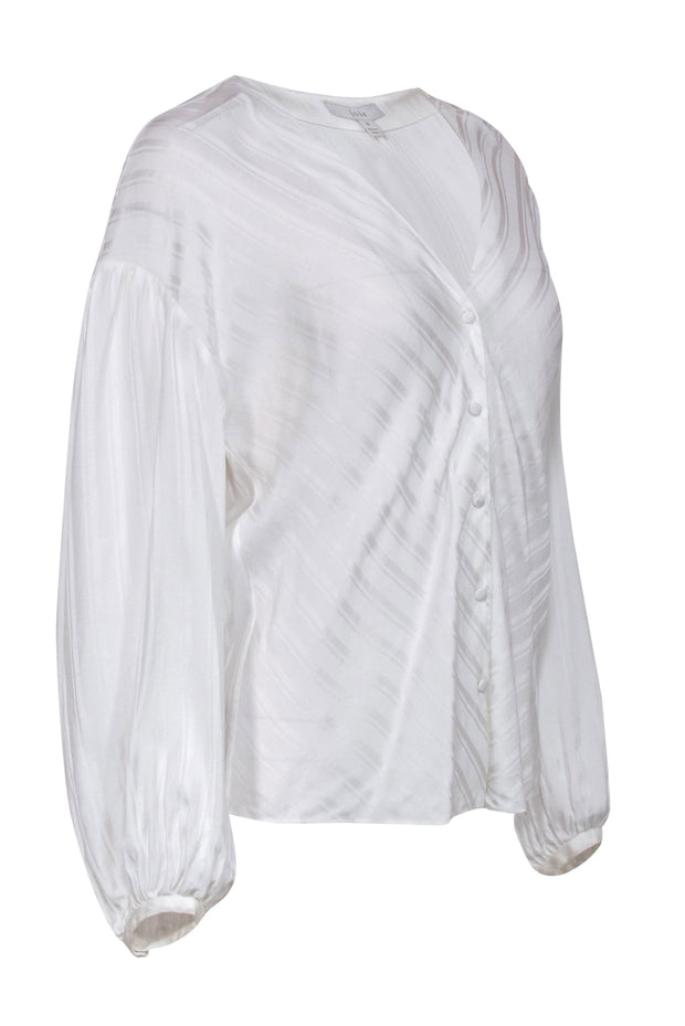 Current Boutique-Joie - White Striped Silk Button-Front Blouse Sz M