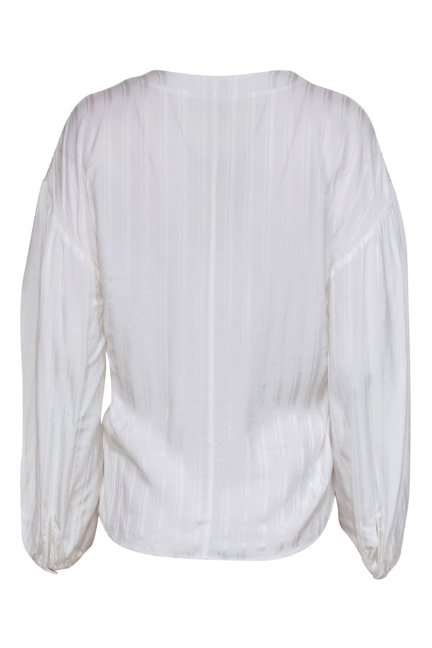 Current Boutique-Joie - White Striped Silk Button-Front Blouse Sz M