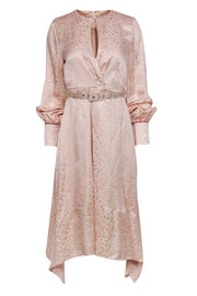 Current Boutique-Jonathan Simkhai - Light Pink Leopard Print Jacquard Belted Midi Dress Sz 4