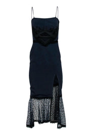 Current Boutique-Jonathan Simkhai - Navy Strapless Mermaid Gown w/ Black Lace Trim Sz 4