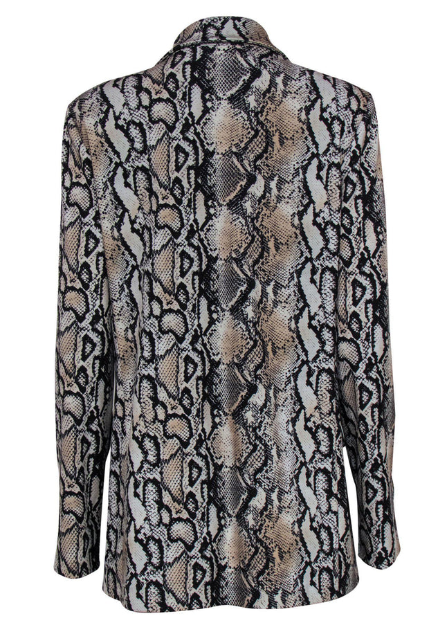 Current Boutique-Joseph Ribkoff - Beige & Black Snakeskin Print Open Blazer Sz 12