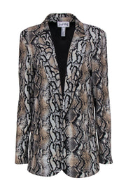 Current Boutique-Joseph Ribkoff - Beige & Black Snakeskin Print Open Blazer Sz 12