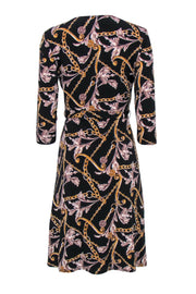 Current Boutique-Joseph Ribkoff - Black Chain Printed Faux Wrap Dress Sz 4