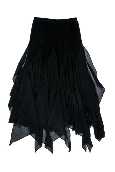 Current Boutique-Joseph Ribkoff - Black Flounce Maxi Skirt Sz 2