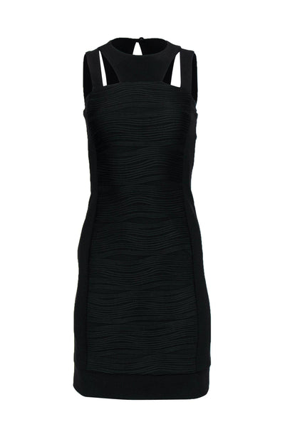 Current Boutique-Joseph Ribkoff - Black Ribbed Bodycon Dress w/ Cutouts Sz 2