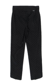 Current Boutique-Joseph Ribkoff - Black Velvet Polka Dot High-Waist Straight Leg Trousers Sz 4