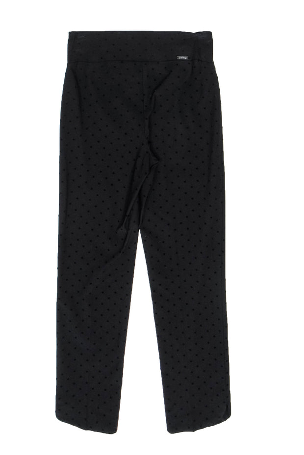 Current Boutique-Joseph Ribkoff - Black Velvet Polka Dot High-Waist Straight Leg Trousers Sz 4