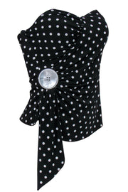 Current Boutique-Joseph Ribkoff - Black & White Polka Dot Strapless Top w/ Button Sz 4