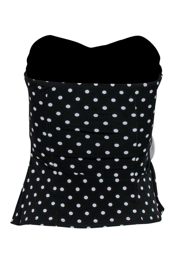 Current Boutique-Joseph Ribkoff - Black & White Polka Dot Strapless Top w/ Button Sz 4