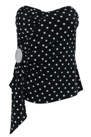 Current Boutique-Joseph Ribkoff - Black & White Polka Dot Strapless Top w/ Button Sz 4